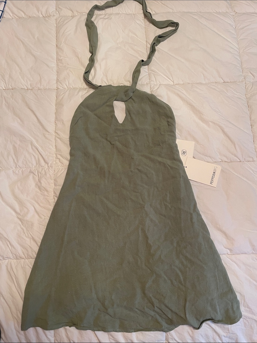 Peppermayo sage halter Mini Dress